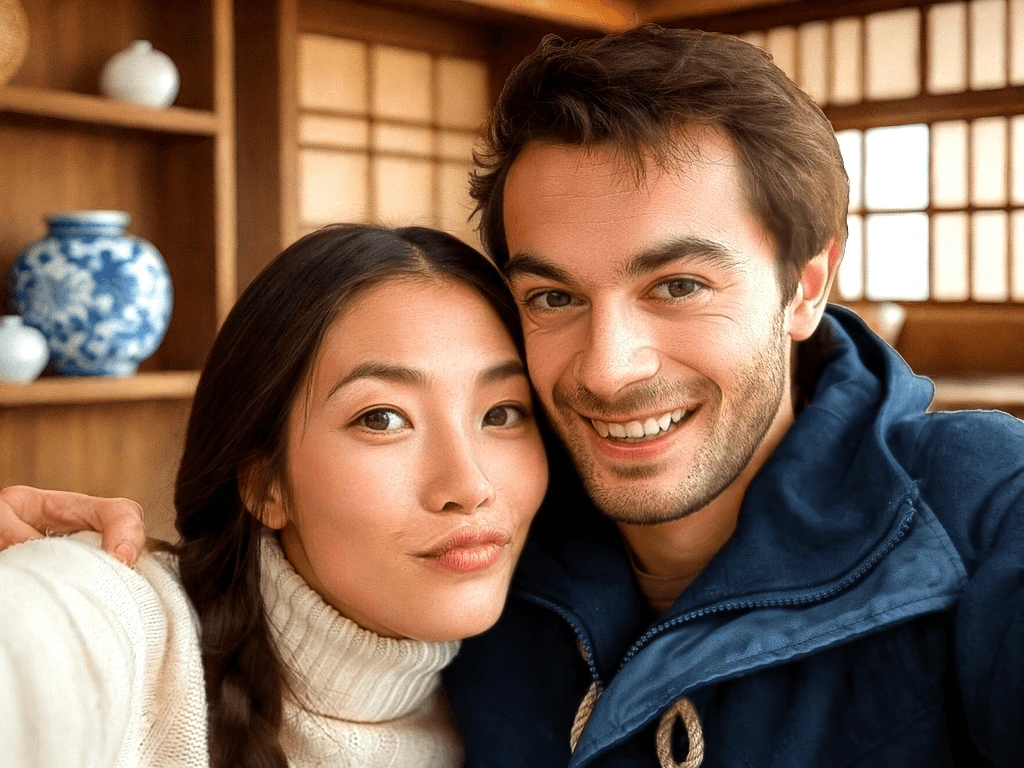 Feature photo of Dr. Grenon keynote speaker on international relationships: intercultural couple in a Japanese setting.