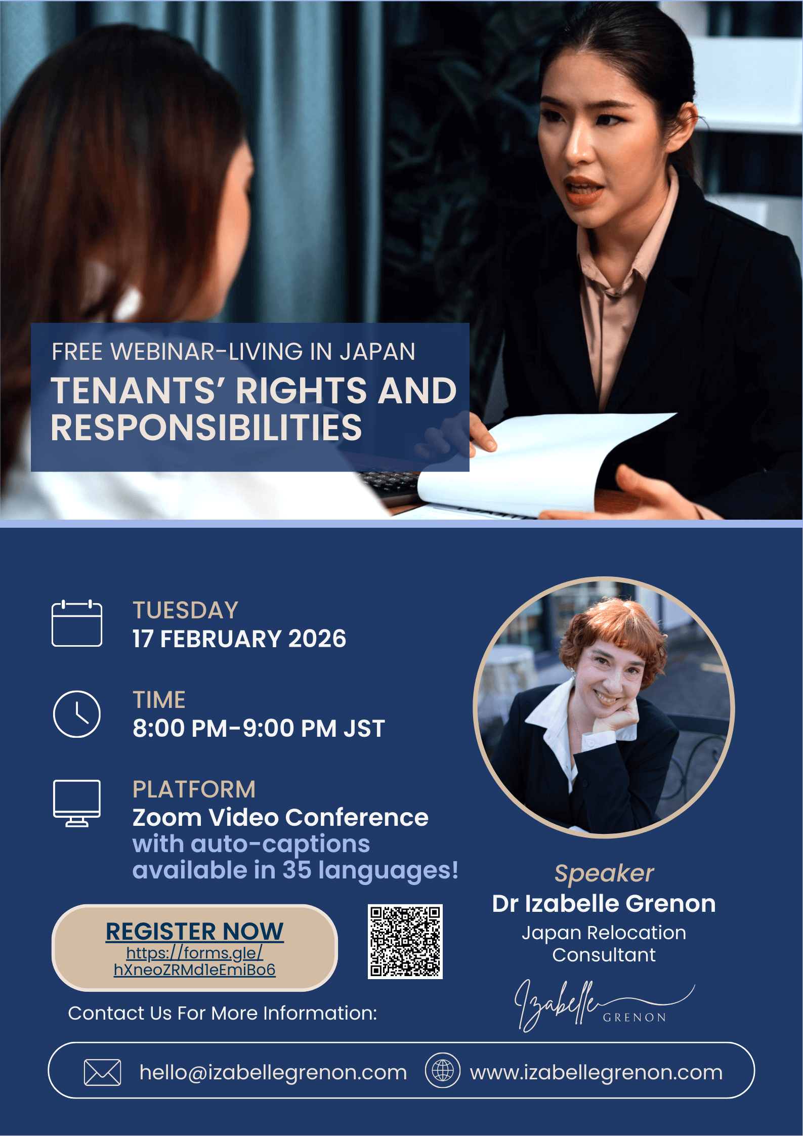 Webinar poster: Tenant's rights and responsibilities when living in Japan as an expat